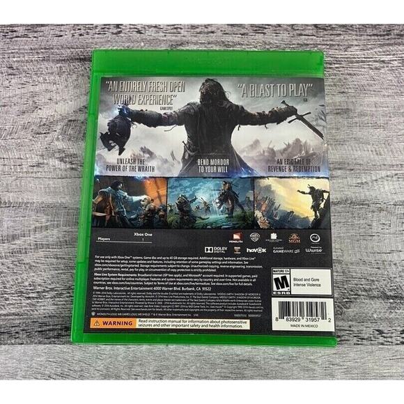 Middle-Earth: Shadow Of Mordor Xbox One Video Game Complete - Picture 2 of 3